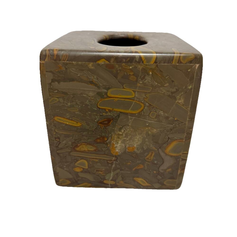 Agate Tissue Box Cover. Solid Natural Stone. Art Deco,Retro, Modern Decor